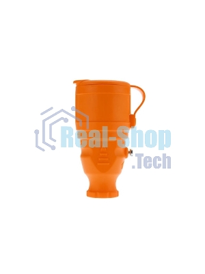 Розетка (колодка) Rexant влагозащищенная с крышкой 4 гнезда COMPACT, с/з, 16А, IP54, каучук, оранжевый