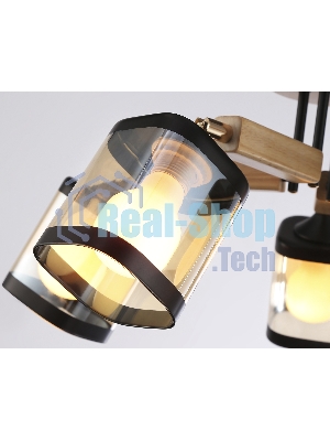 Светильник Ambrella light TR9529/5 BK/GD/TI черный/золото/янтарь E27*5 max 40W D670*260