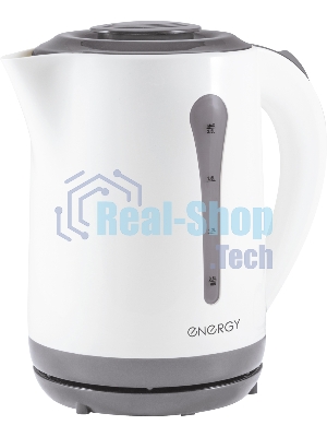 Электрочайник Energy E-213 белый/серый, 2.5 л, 2200 Вт, скрытый нагревательный элемент