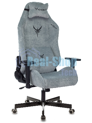 Кресло игровое Бюрократ Knight N1 Fabric серо-голубой Light-28 с подголов. крестовина металл