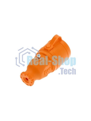 Розетка (колодка) Rexant влагозащищенная с крышкой 4 гнезда COMPACT, с/з, 16А, IP54, каучук, оранжевый