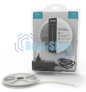 Лента светодиодная Basic Gauss 12V 10W/m 700lm/m 4000K IP20 LED 5m 1/100