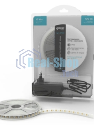 Лента светодиодная Basic Gauss 12V 10W/m 700lm/m 4000K IP20 LED 5m 1/100