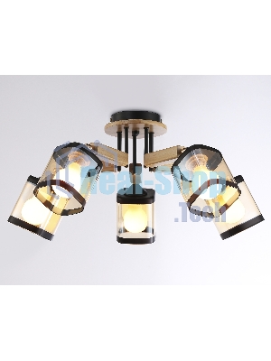 Светильник Ambrella light TR9529/5 BK/GD/TI черный/золото/янтарь E27*5 max 40W D670*260