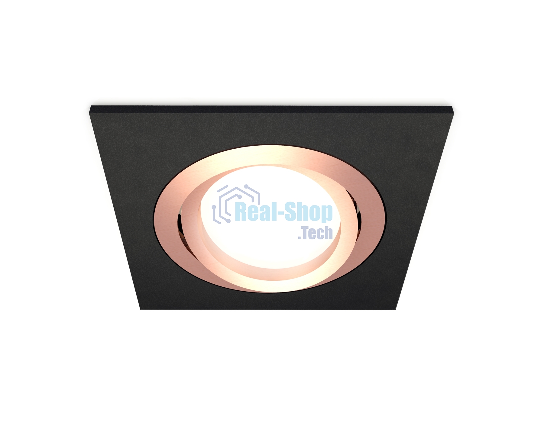 Комплект встраиваемого поворотного светильника Ambrella light XC7632084 SBK/PPG черный песок/золото розовое полированное MR16 GU5.3 (C7632, N7005)