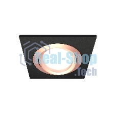 Комплект встраиваемого поворотного светильника Ambrella light XC7632084 SBK/PPG черный песок/золото розовое полированное MR16 GU5.3 (C7632, N7005)