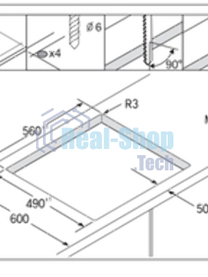 Встраиваемая электрическая варочная панель Samsung NZ64T3516AK/WT, 55 х 575 х 505 мм, стеклокерамика, скошенный край, черный