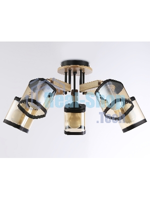 Светильник Ambrella light TR9529/5 BK/GD/TI черный/золото/янтарь E27*5 max 40W D670*260