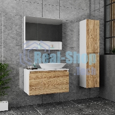 Комплект для ванной, 3 предмета (Тумба Bau Dream Blackwood 80, раковина BAU Triangle 59х39, смеситель для раковины высокий Hotel Black, черный)