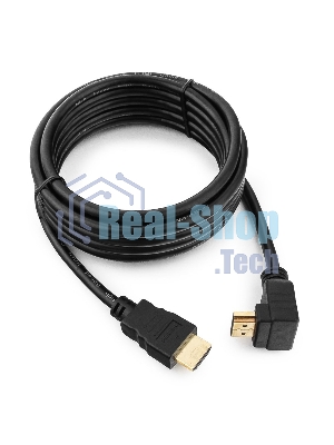 Кабель Cablexpert HDMI CC-HDMI490-10, 19M/19M, v2.0, медь, позол.разъемы, экран, угловой, 3м, черный, пакет