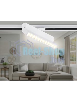 Трековый однофазный светодиодный светильник Ambrella light GL6815 WH белый LED 12W 3000K 24° 230*22*87