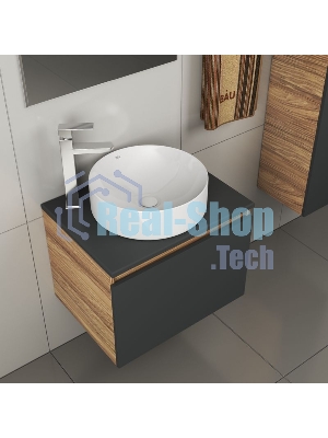 Комплект для ванной, 4 предмета (тумба Bau 60, графит + раковина BAU Dream D41 + смеситель Hotel Still, выпуск клик-клак, белый)