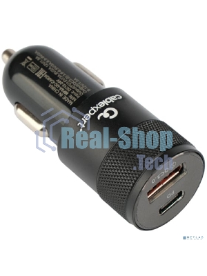Автомобильное зарядное устройство Cablexpert MP3A-UC-CAR24, 38Вт, быстрая зарядка QC3.0/PD, 2 порта: USB и Type-C