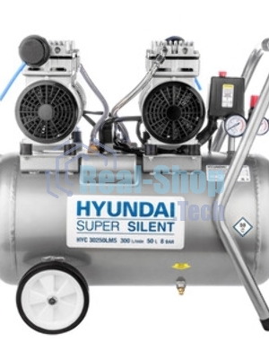 Компрессор поршневой Hyundai HYC 30250LMS безмасляный 300л/мин 50л 2000Вт серебристый/черный