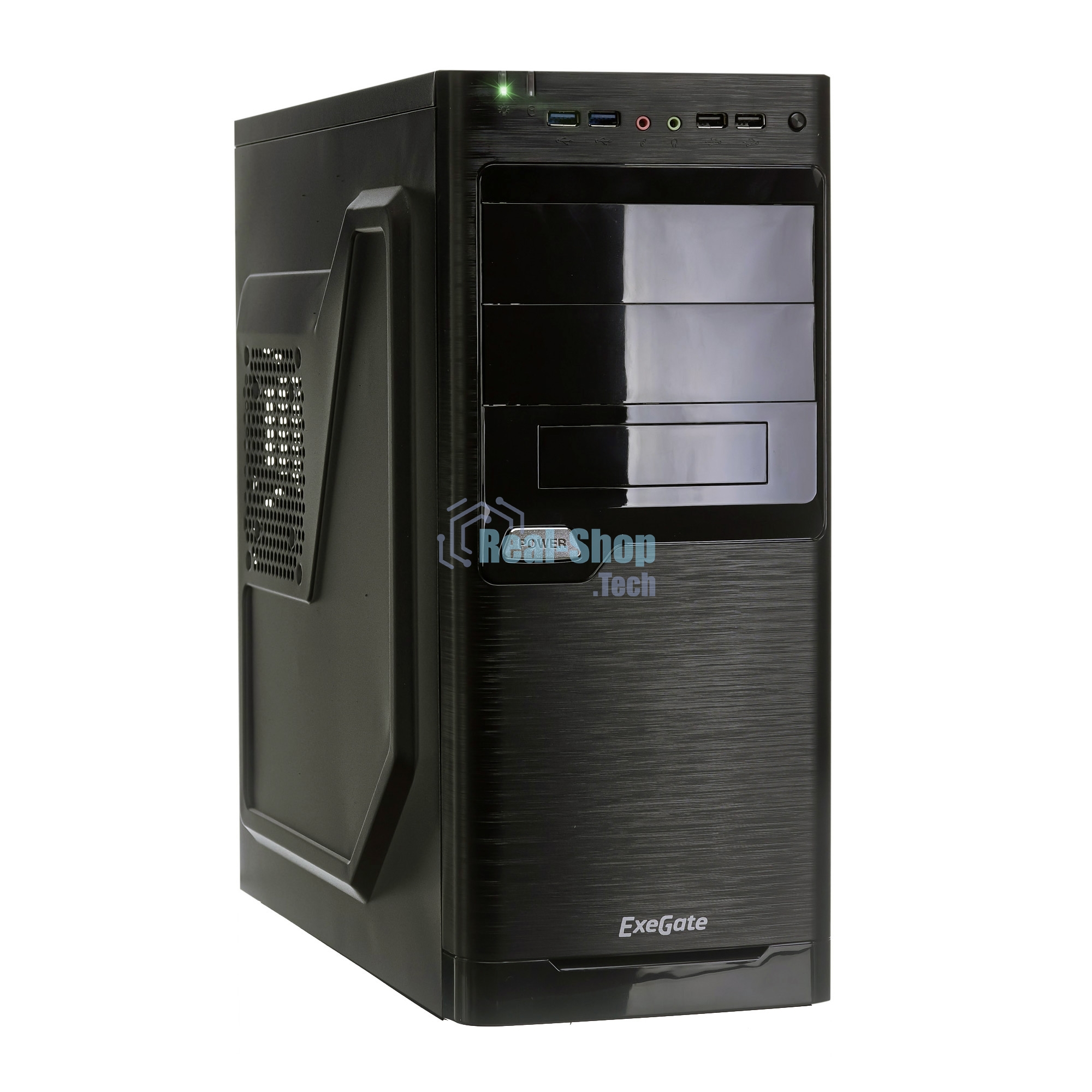 Компьютерный корпус Miditower ExeGate XP-330U Black, ATX, (XP400, Black,120мм), 2хUSB+2хUSB 3.0, Audio