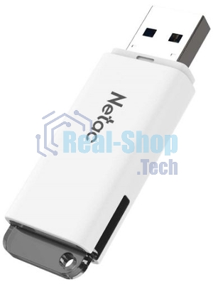 Флешка USB Netac U185 (NT03U185N-064G-20WH), 64Gb, USB 2.0, R/W 25/10, белый/серый