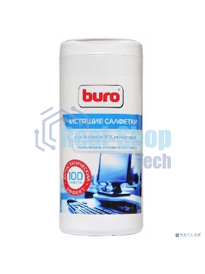 Салфетки Buro BU-Ascreen для экранов мониторов/плазменных/ЖК телевизоров/ноутбуков туба 100 шт влажных