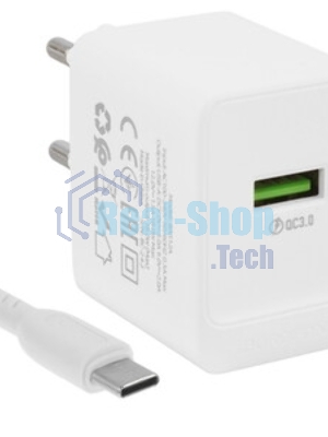 Сетевое зарядное устройство BOROFONE (6974443388596) BA72Aa White 1USB 3.0A QC3.0 18W быстрая зарядка