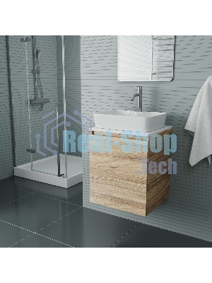 Тумба Bau Dream Blackwood 50 с дверцей, раковина BAU Cerama 48х37 белая, смеситель Hotel Dream, нерж. сталь