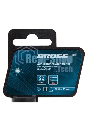 Отвертка Gross 12101 SL3,0 x 75 мм S2, трехкомпонентная рукоятка