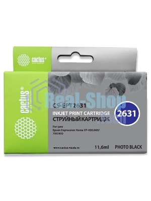 Картридж струйный Cactus CS-EPT2631 (26XL) фото черный (11.6 мл) для Epson Expression Home XP-600/605/700/800