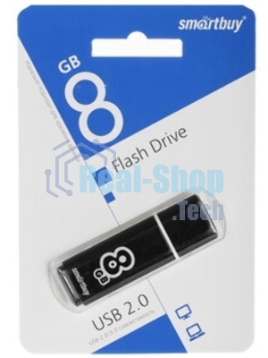 Флешка USB Smartbuy Glossy series black (SB8GbGS-K), 8Gb, USB 2.0, R/W 25/15, черный