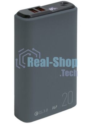 Портативный аккумулятор OLMIO QS-20, 20000mAh, 22.5W QuickCharge3.0/PowerDelivery, LCD, темно-серый