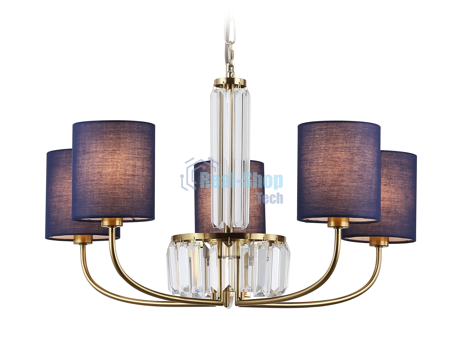 Люстра Ambrella light LH71271/5 BS/DB латунь/темно синий E14/5 max 40W D650*840