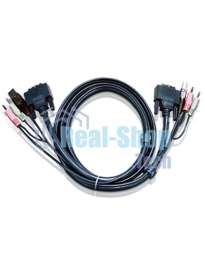Кабель ATEN KVM USB(тип А Male)+DVI-D(Male)+2хАудио(Male) (-) USB(тип B Male)+DVI-D(Male)+2хАудио(Male) 1,8м., черный. CABLE DVI/USBA/SP.MC-DVI/USB B 1.8M