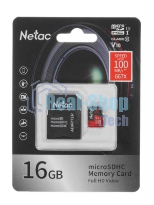 Флеш карта NeTac MicroSD card P500 Extreme Pro 16Gb, retail version w/SD adapter