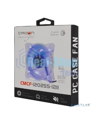 Вентилятор для корпуса Crown CMCF-12025S-1211 прозрачный/синий, 120 мм, 1650 об/мин, 28 дБ, 3 pin