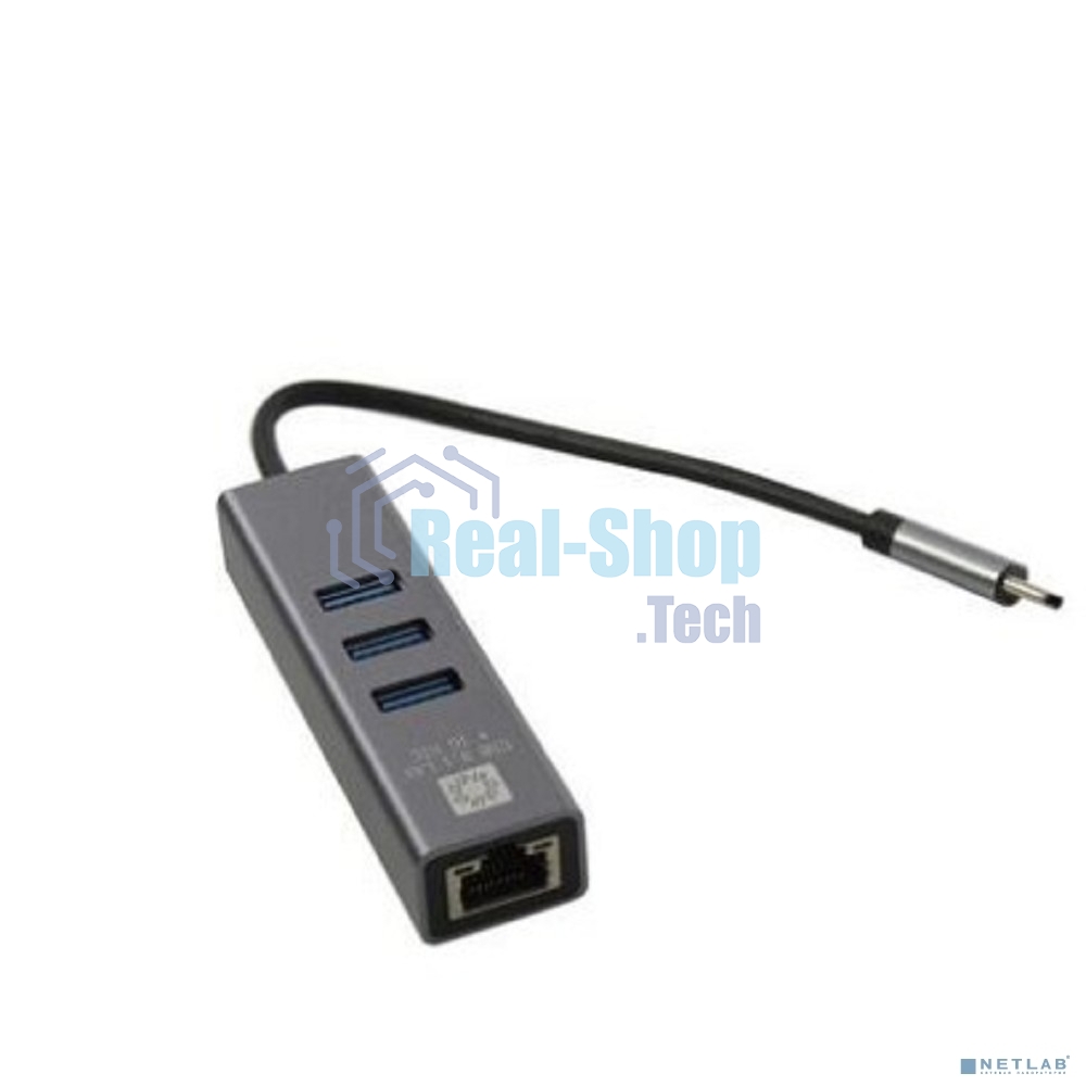 Кабель-адаптер USB3.1 5bites UA3C-45-12BK, 3*USB3.0, RJ45 1G, AL, GREY