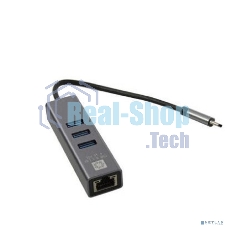 Кабель-адаптер USB3.1 5bites UA3C-45-12BK, 3*USB3.0, RJ45 1G, AL, GREY