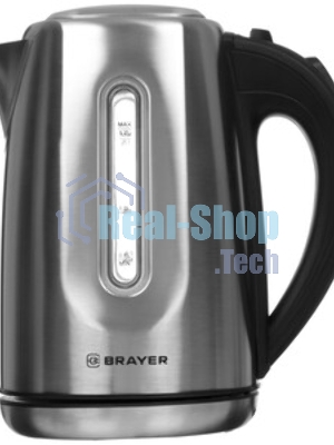 Электрочайник BRAYER BR1014 серебристый, 1.7 л, 2200 Вт, скрытый нагревательный элемент