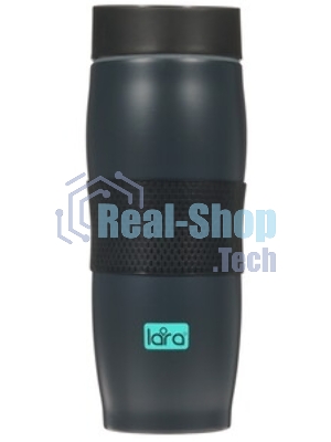 Термокружка LARA LR04-24 Black 380 мл, двойные стенки, вакуум, сталь/силикон, черный