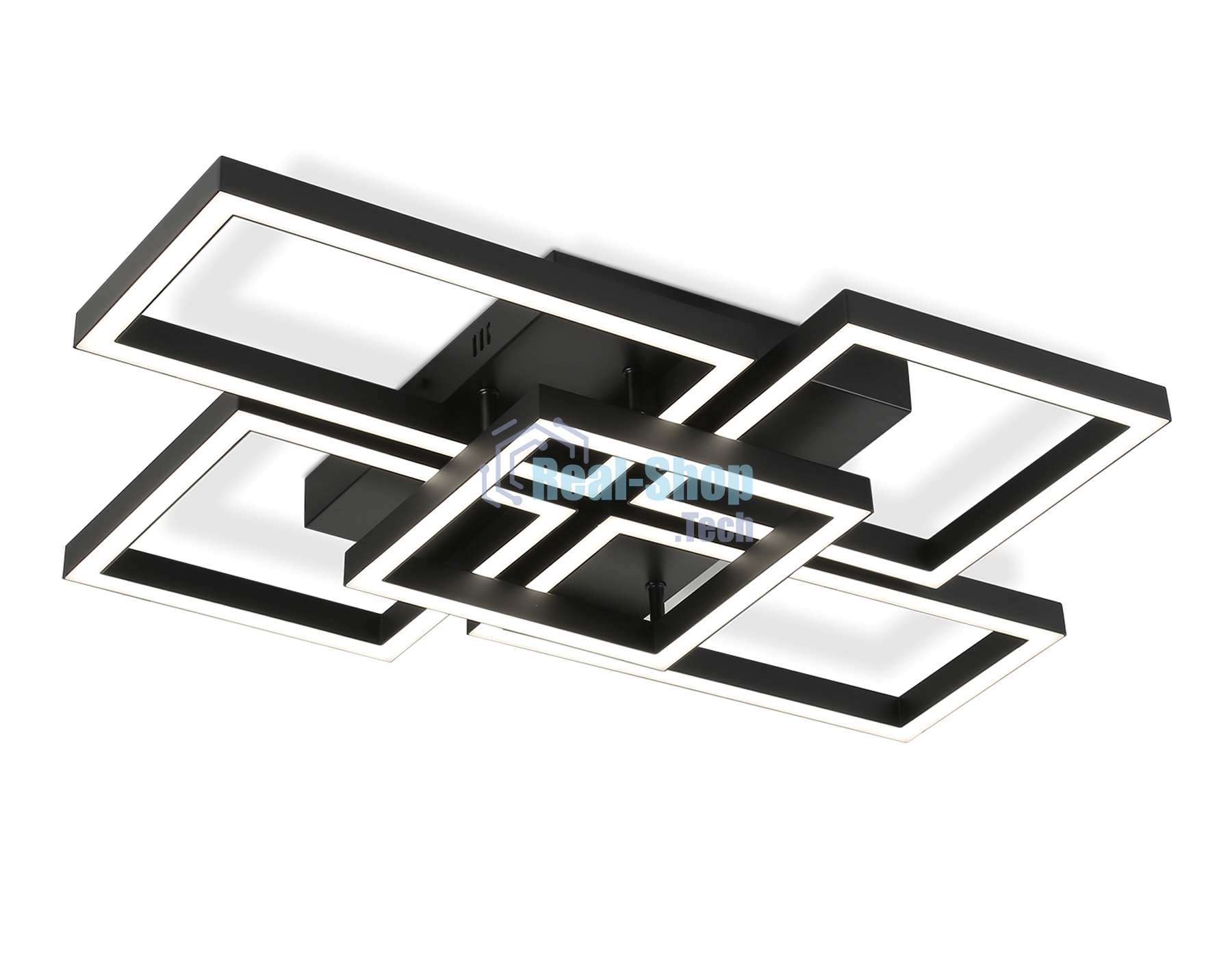 Потолочный светодиодный светильник Ambrella light FA1012/4+1 BK черный 90W 3000K-6400K 710*490*95 (ПДУ ИК)