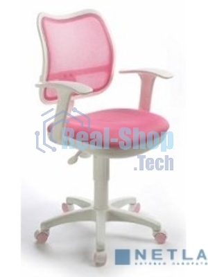 Кресло компьютерное Бюрократ CH-W797/PK/TW-13A TW-13A розовый, спинка сетка, сиденье розовый, колеса белый/розовый, пластик белый