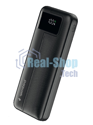 Портативный аккумулятор Gembird GPB-10Q, 10000мА·ч, QC/PD, дисплей, черный