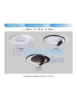 Светильник Ambrella light FL51393/1+2 BK черный 3000K-6400K 65W 560*480*120 (ПДУ РАДИО 2.4G)