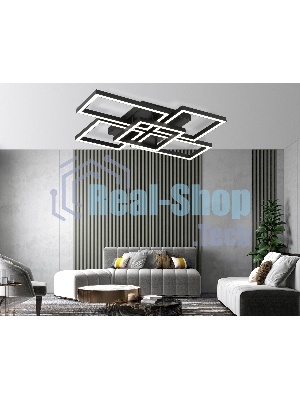 Потолочный светодиодный светильник Ambrella light FA1012/4+1 BK черный 90W 3000K-6400K 710*490*95 (ПДУ ИК)