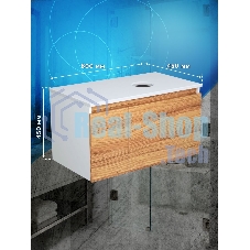Комплект: тумба Bau Dream Blackwood 80, Раковина круглая накладная BAU Element D41, мрамор, выпуск клик клак черный