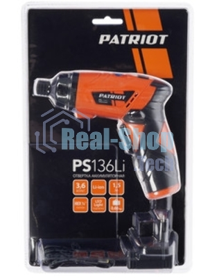 Отвертка аккумуляторная PATRIOT PS 136Li Li-Ion, 3.6 В/1,5 Ач, Реверс, 200 об/мин, 3,5 Нм, патрон: НЕХ 1/4
