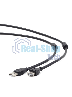 Кабель Gembird/Cablexpert USB 2.0 Pro AM/AF, 3м, экран, 2феррит.кольца, черный, пакет