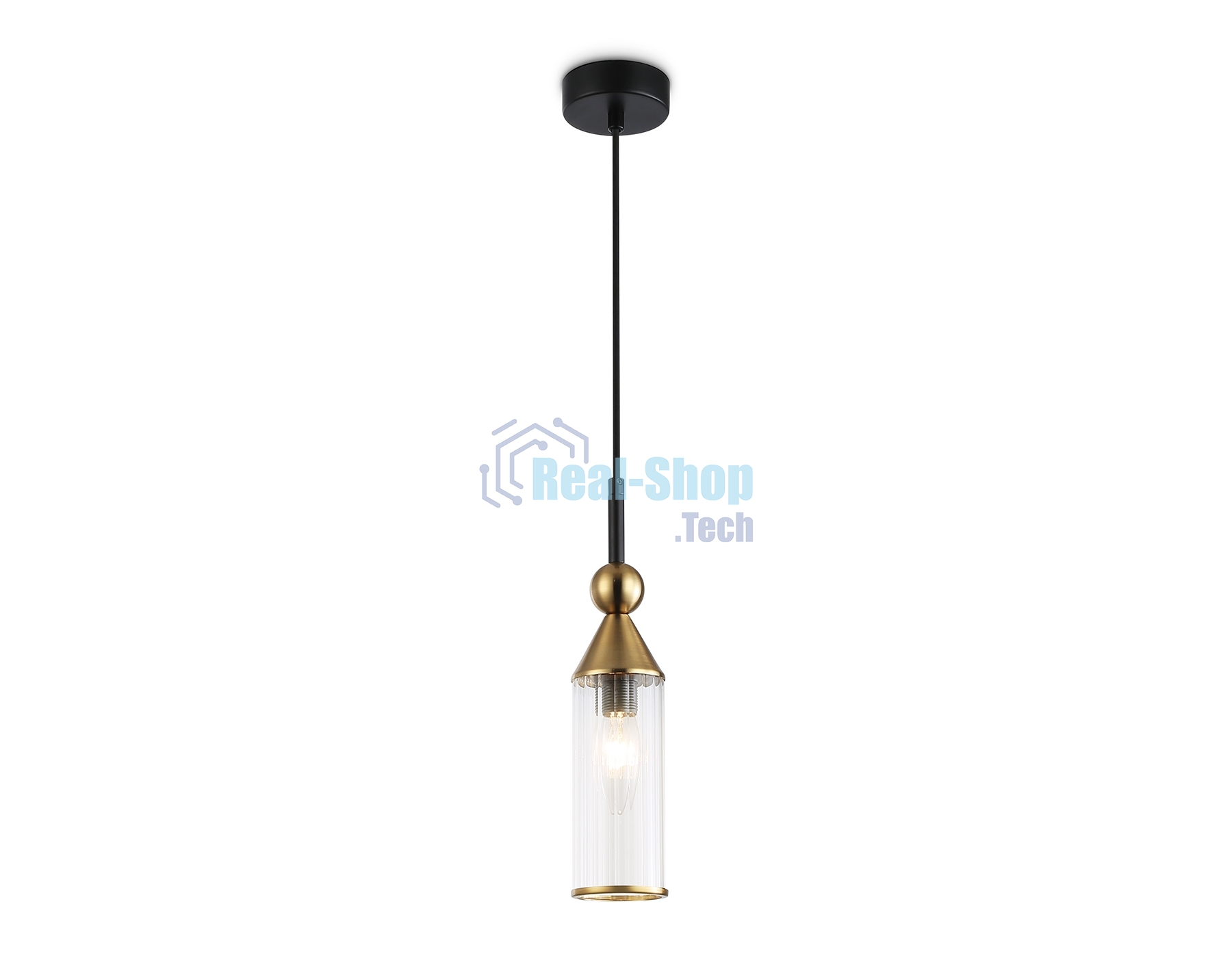 Светильник Ambrella light LH55251 BK/BS/CL черный/латунь/прозрачный E14 max 40W D65*1500