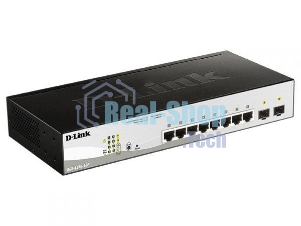 Коммутатор D-Link DGS-1210-10P/ME/B1A Управляемый 2 уровня с 8 портами 10/100/1000Base-T с поддержкой PoE и 2 портами 1000Base-X SFP