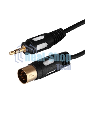 Шнур Rexant DIN 5 Pin - Stereo 3,5 мм, длина 1,5 метра (GOLD)