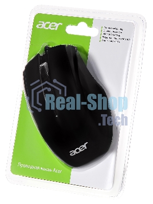 Мышь проводная Acer OMW020 черный, 1600 dpi, USB, кнопки - 4