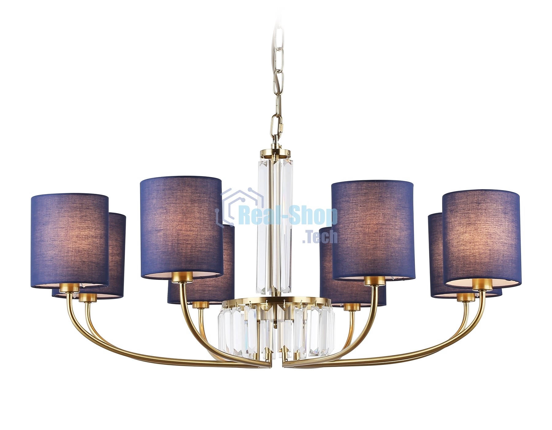 Люстра Ambrella light LH71273/8 BS/DB латунь/темно синий E14/8 max 40W D820*840