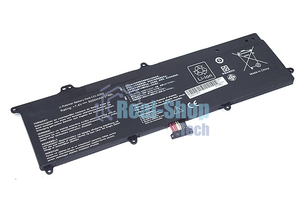 Аккумуляторная батарея для ноутбука Asus X202 7.4V 5000mAh OEM черный