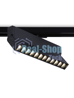 Трековый однофазный светодиодный светильник Ambrella light GL6817 BK черный LED 12W 3000K 24° 230*22*87